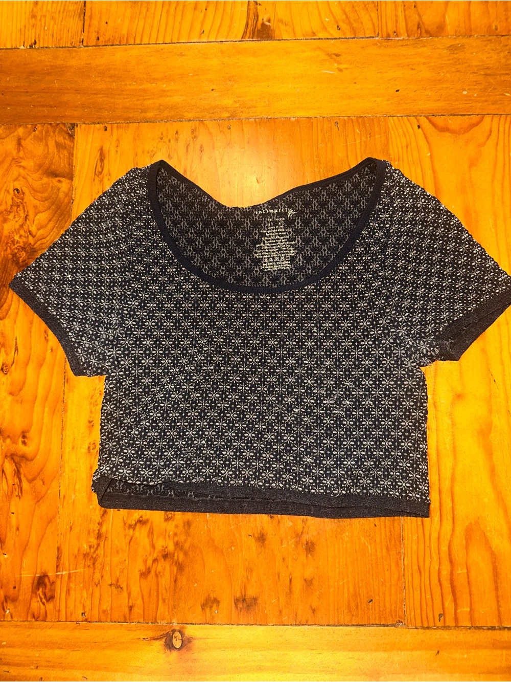 Intimately Free People Women's Black Patterned Crop Top